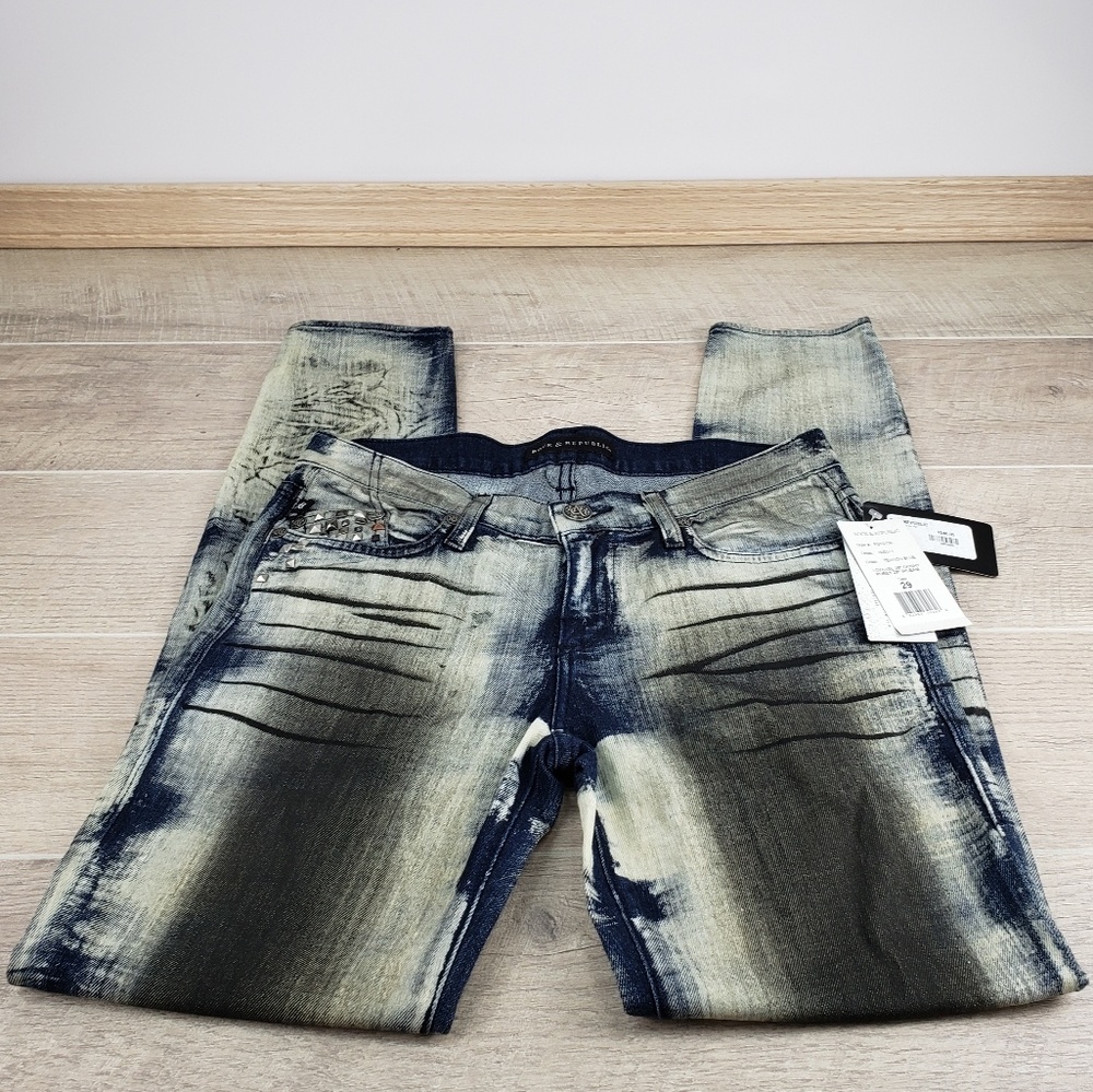 NWT! Rock & Republic Terror Blue Grunge Jeans - Picture 4 of 8
